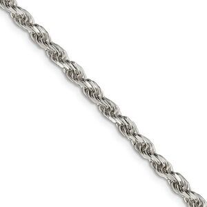 3.5mm Sterling Silver, Diamond Cut Solid Rope Chain Necklace, 20 Inch